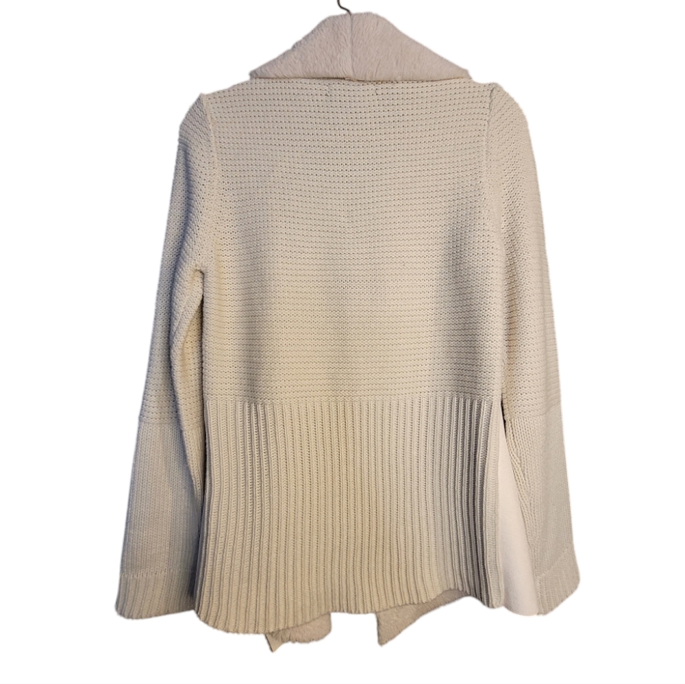Vegan Suede Open Front Knit Blazer Cardigan - Picture 2 of 7